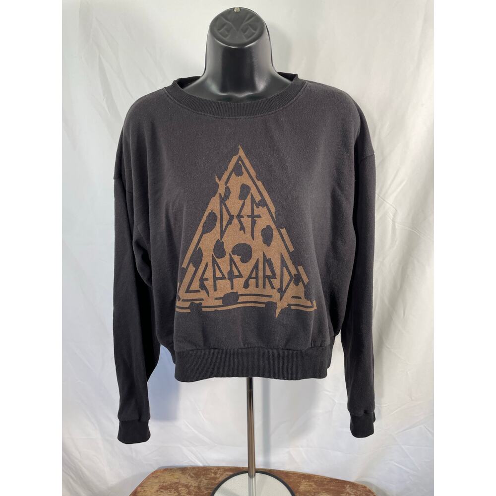 Def Leppard Cropped Sweatshirt Leopard Logo L